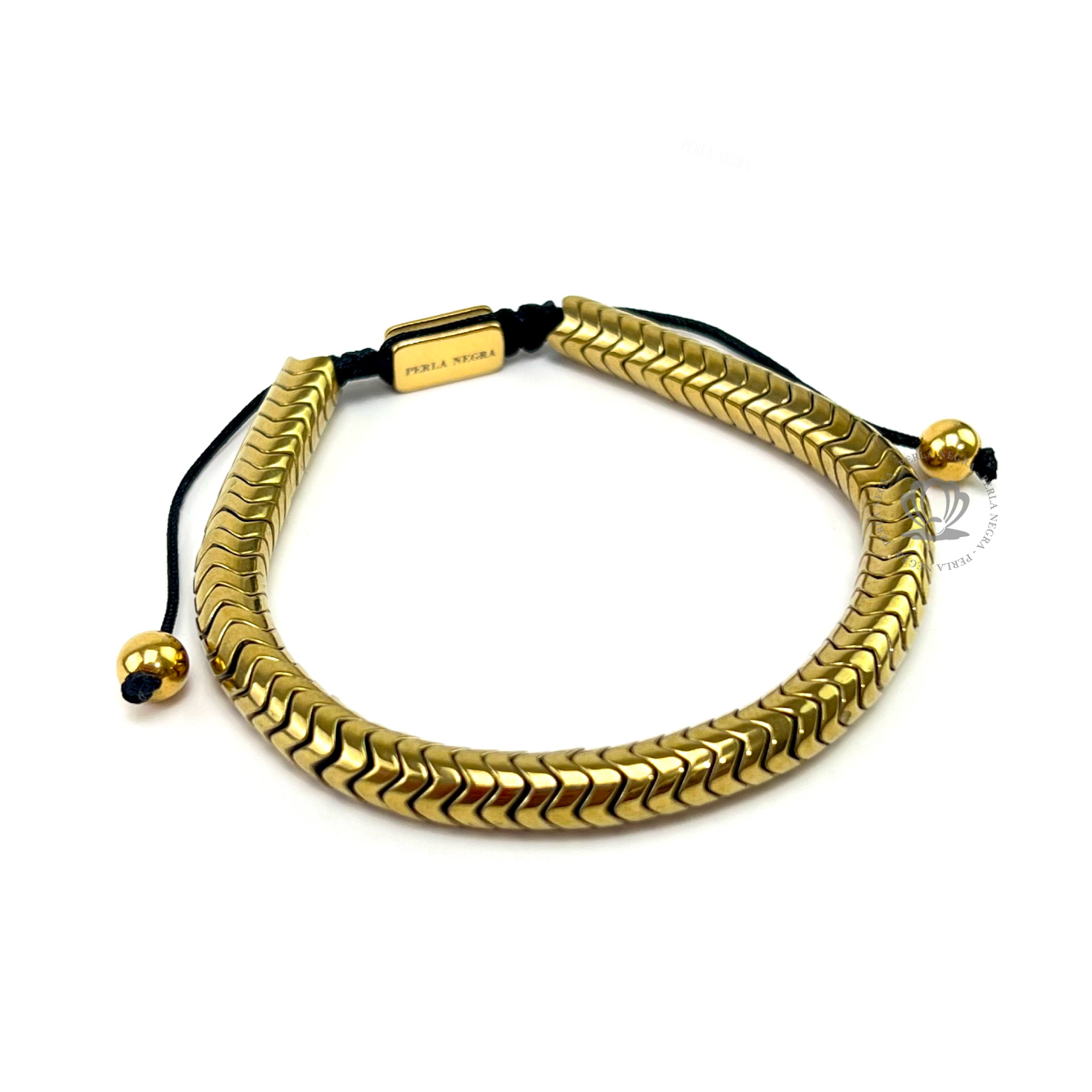 Yellow Gold Hematite Snake Bracelet