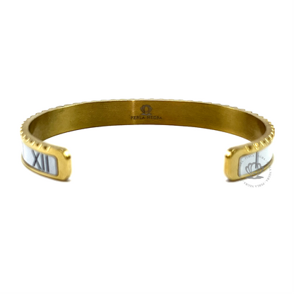 Yellow Gold Roman Speed White Bracelet - perlanegramx