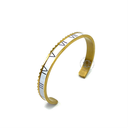 Yellow Gold Roman Speed White Bracelet - perlanegramx