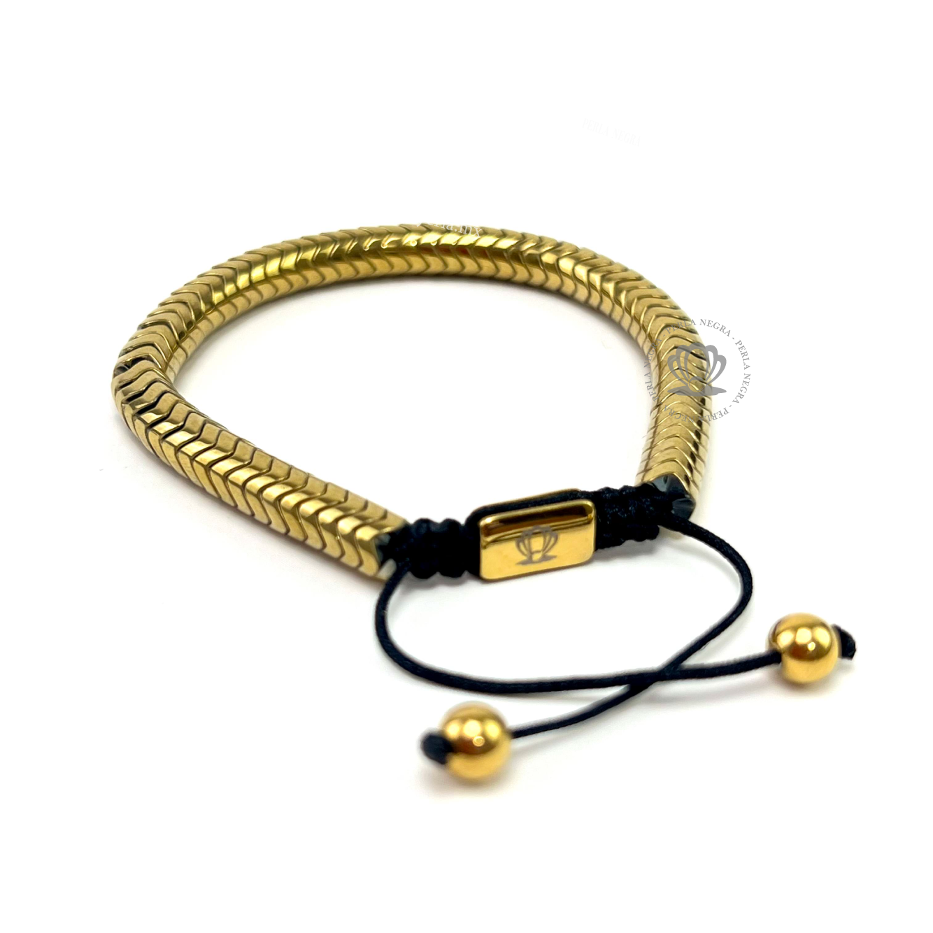 Yellow Gold Hematite Snake Bracelet