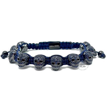 Luxury Rhodium Skull Blue Cz