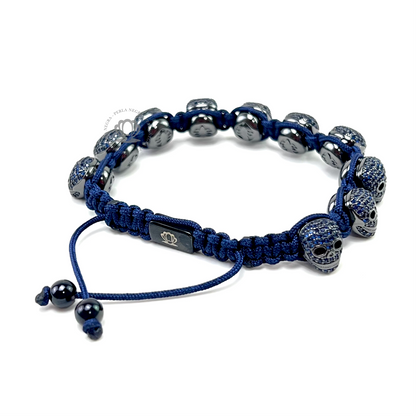 Luxury Rhodium Skull Blue Cz