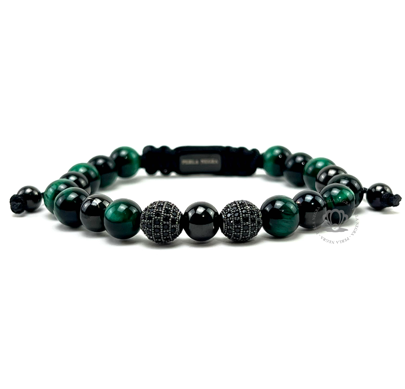 Rhodium Jaguar, Rhodium Crown & Green Tiger Eye Set