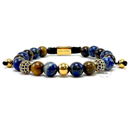 Yellow Gold Jaguar, Blue Tiger Eye & Lapislázuli Combination