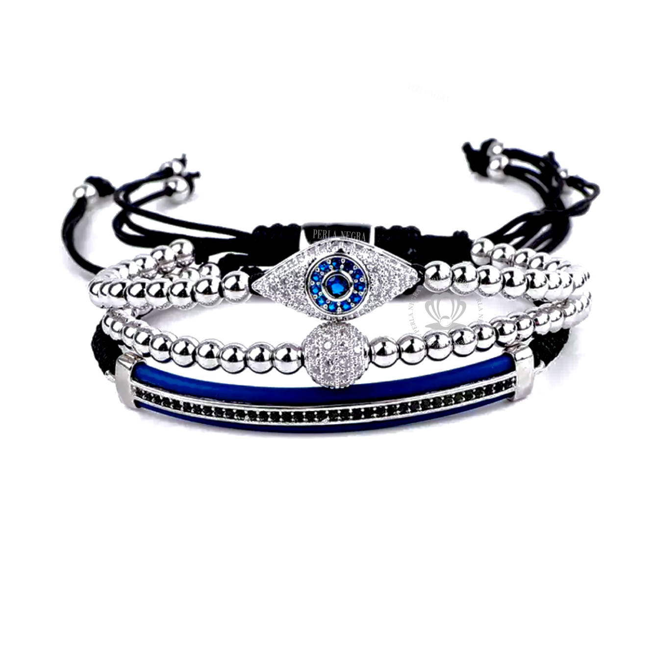 Unisex White Gold Evil Eye Set