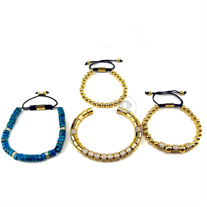 Luxury Imperial Stone & Yellow Gold Bracelet Set - perlanegramx