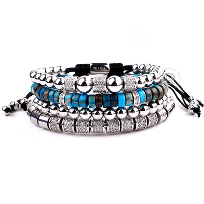 Luxury Imperial Stone & White Gold Bracelet Set - perlanegramx