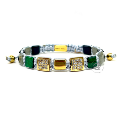 Double Clear Cz Jaguar & Yellow Gold Cz Square Set