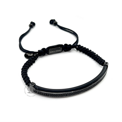 Rhodium Black Cz Curved Bracelet