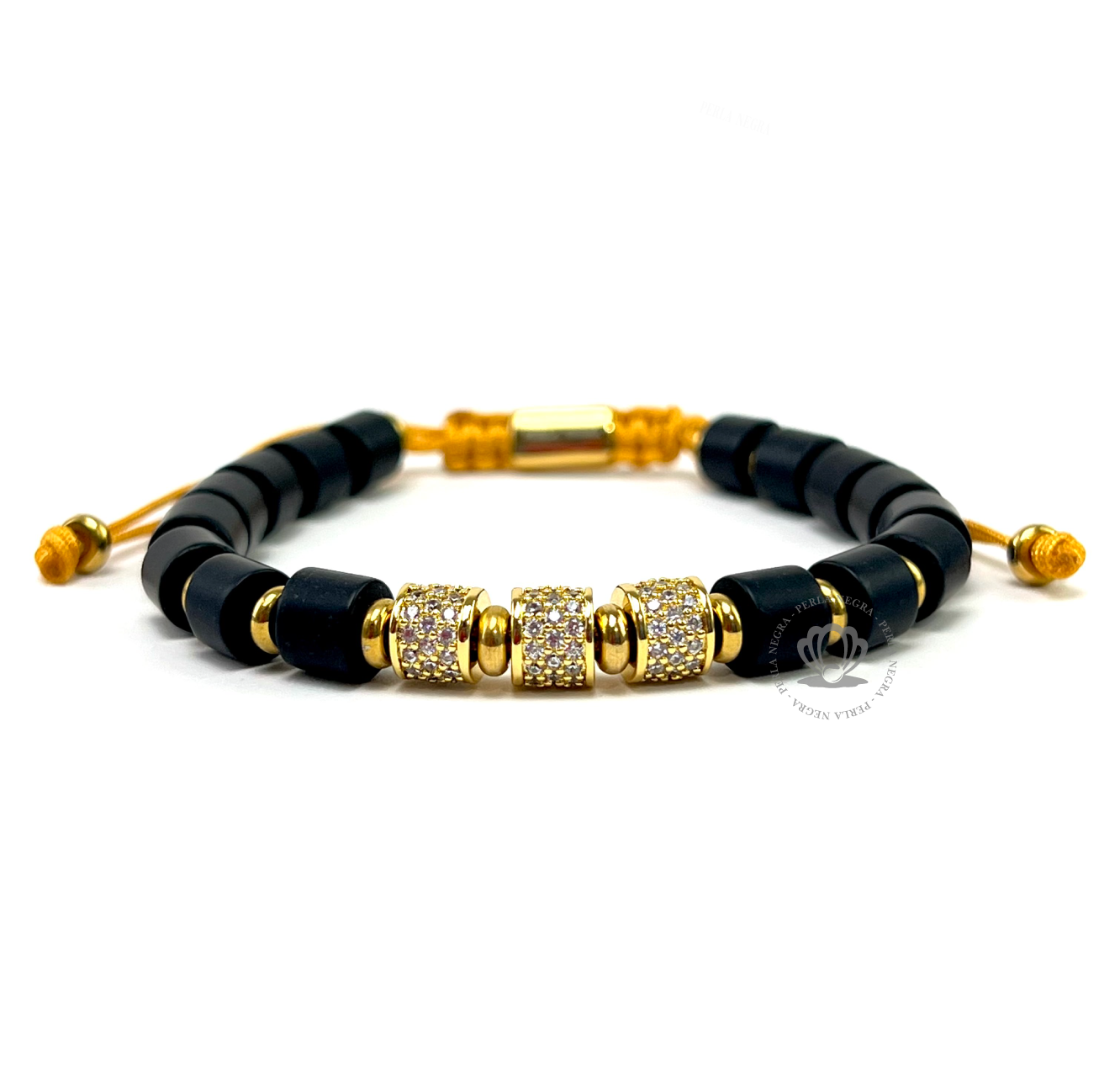 Triple Yellow Gold Skull, Onyx & Roman Bracelet Set