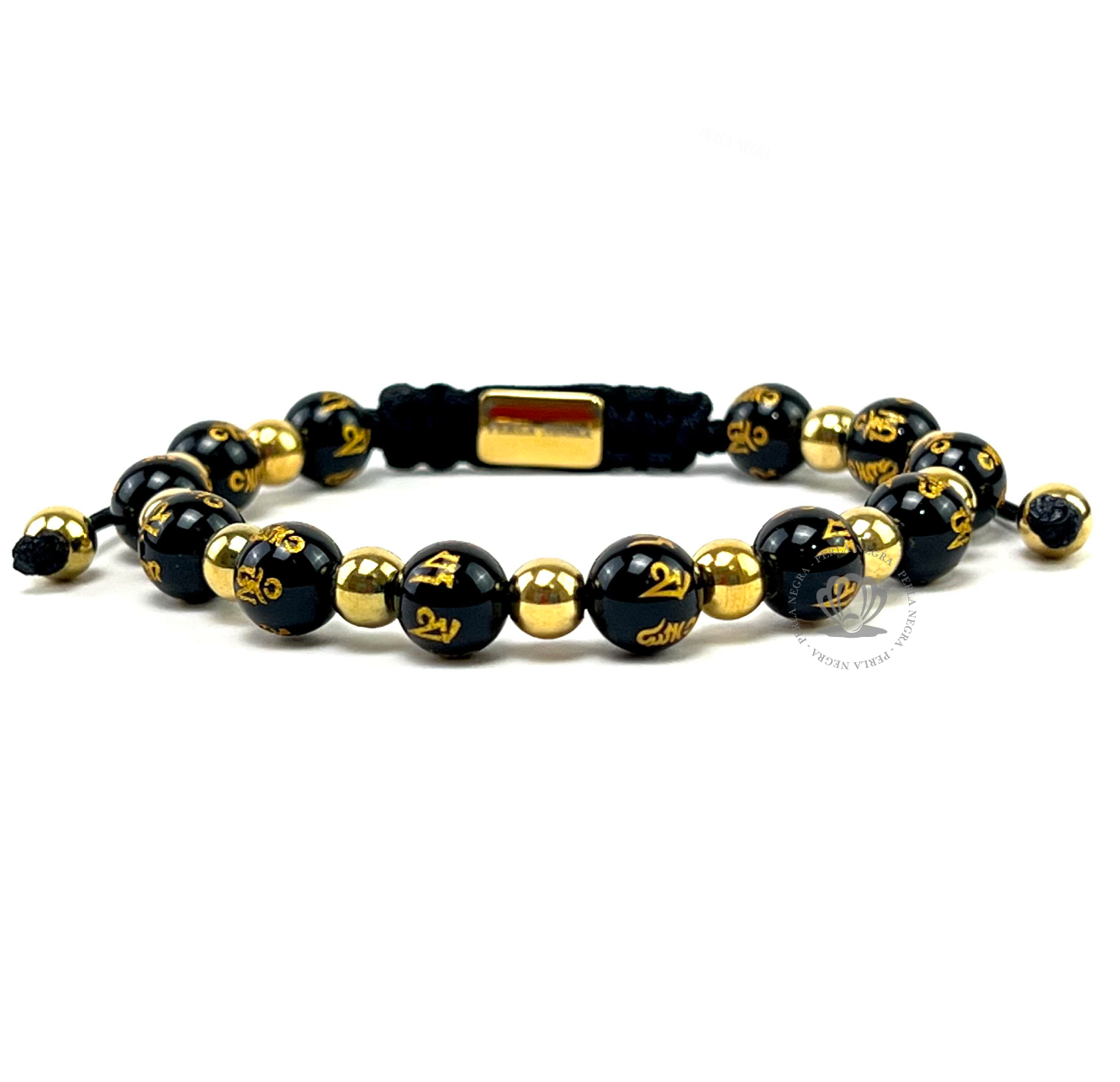 Triple Yellow Gold, Onyx & Stainless Steel Beads & Yellow Hematite