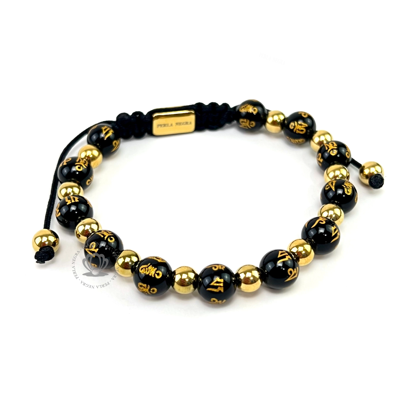 Onyx & Stainless Steel Gold Beads