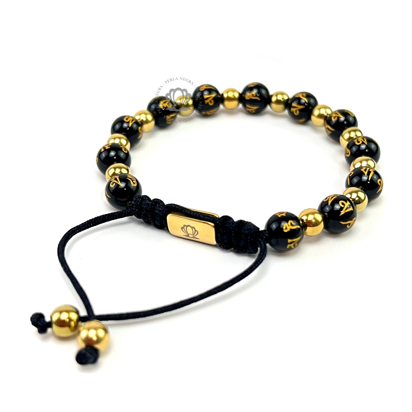 Onyx & Stainless Steel Gold Beads